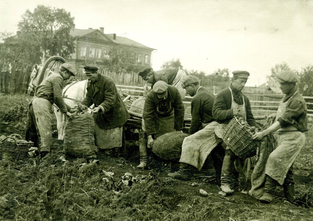 4. НВ-15969. Погрузка мешков с картошкой в огородной артели в Н. Тагиле. 1928 г..jpg